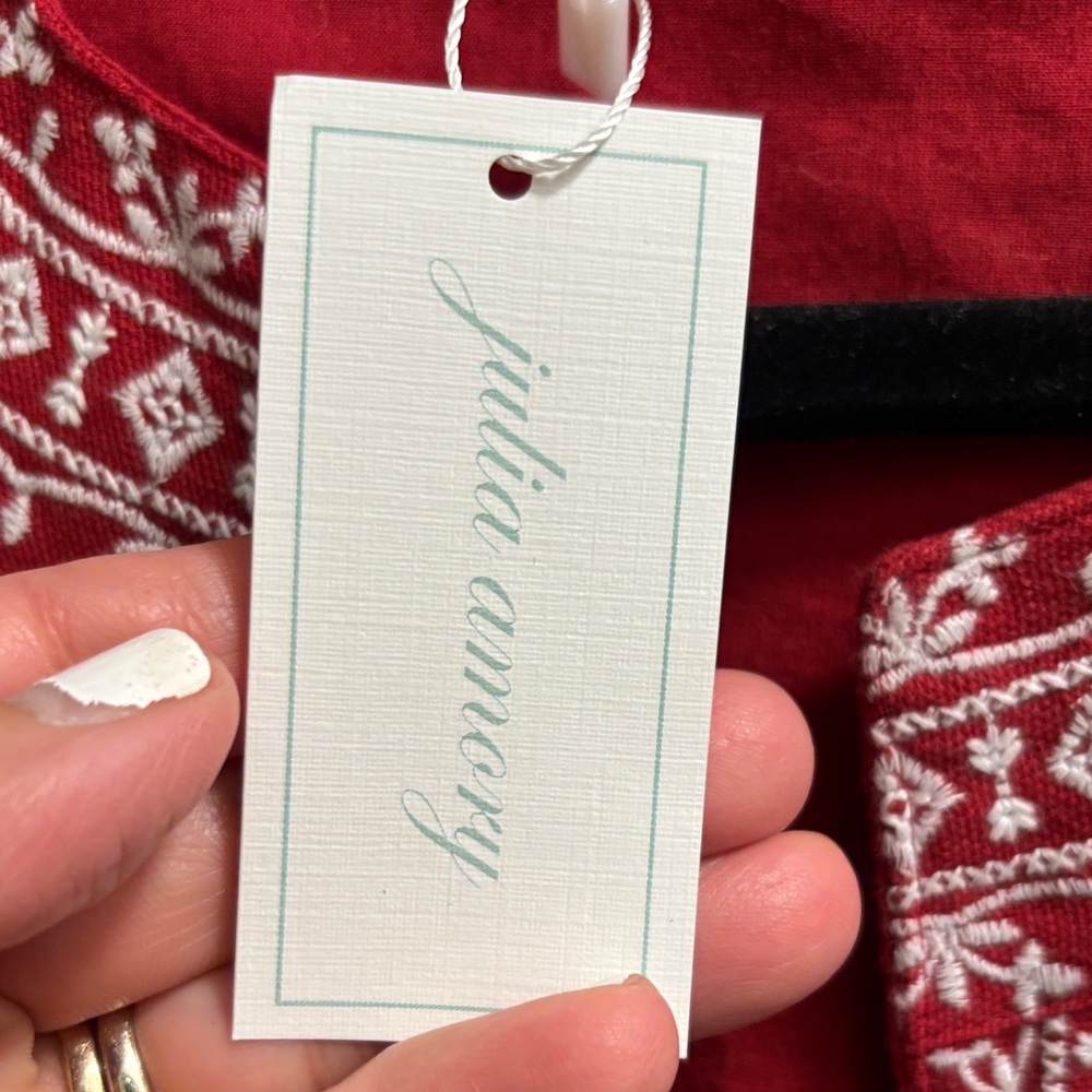 Julia Amory Red Jacket with White Embroidery - Picture 7 of 13